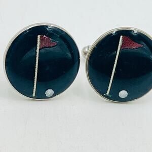 Golf Themed Cufflinks Vintage Flag and Ball Golfer Preppy Country Club Menswear